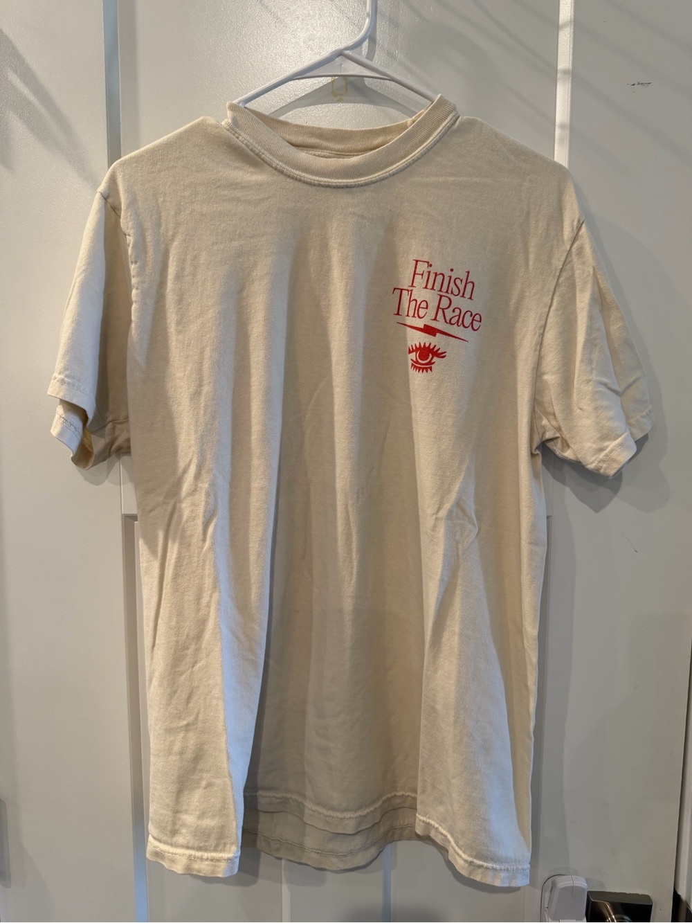 BPN Cream Short-Sleeve Tee with Red 'Finish The Race' Graphic
